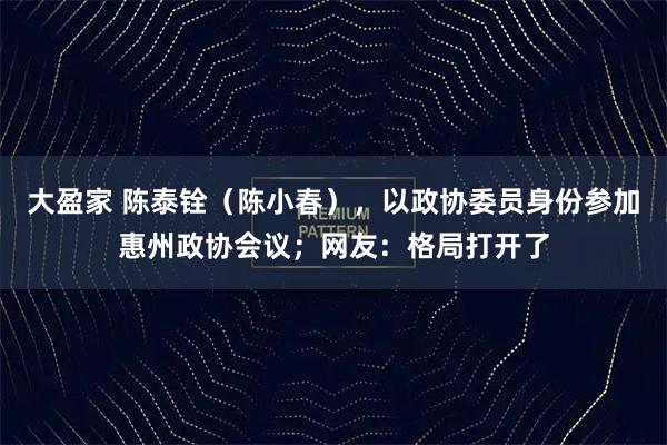 大盈家 陈泰铨（陈小春），以政协委员身份参加惠州政协会议；网友：格局打开了